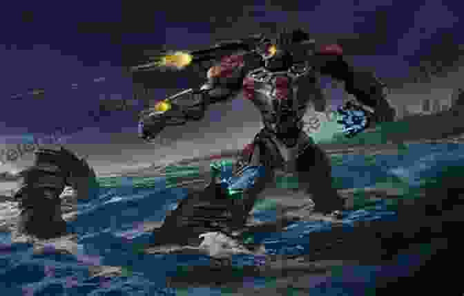 A Dynamic Painting Of Atlas Destroyer, A Sleek And Powerful Jaeger, From The Art Of Pacific Rim: The Black. The Art Of Pacific Rim: The Black