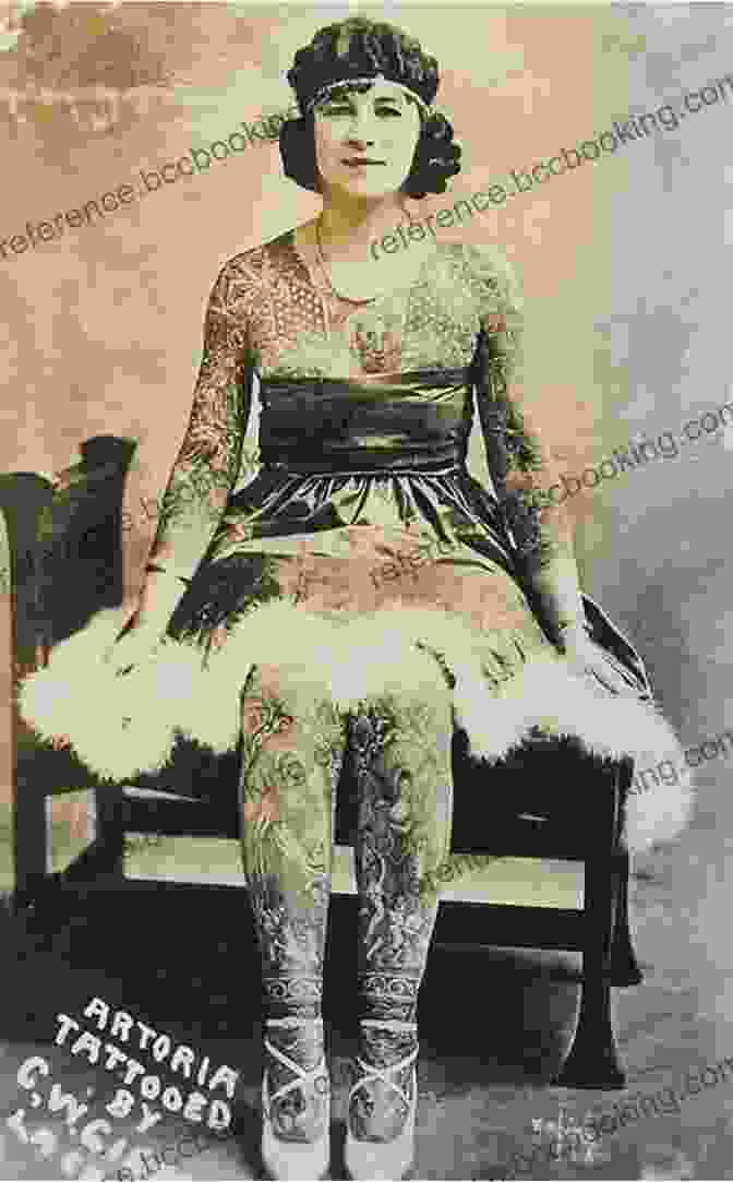 A Tattooed Lady From The Victorian Era, Wearing A Corset And Long Gloves, Showcasing Her Elaborate Tattoos On Her Arms And Legs. The Tattooed Lady: A History