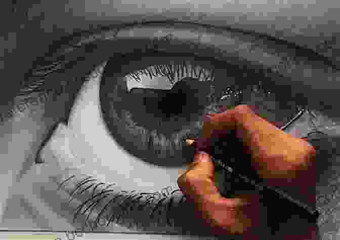 Close Up Of An Ultrarealistic Painting Depicting A Human Eye. Colored Pencil Painting Bible: Techniques For Achieving Luminous Color And Ultrarealistic Effects
