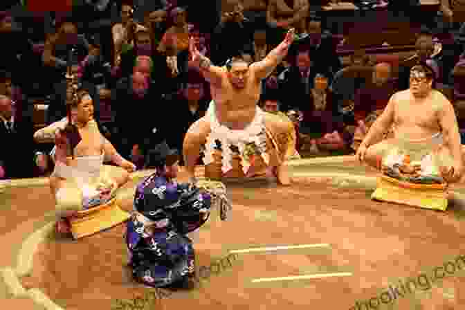 Sumo Wrestler In The Ring, Demonstrating A Powerful Technique Sumo For Mixed Martial Arts: Winning Clinches Takedowns Tactics